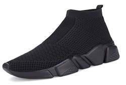 Shoful Herren-Sneaker zum Hineinschlüpfen, leicht, atmungsaktiv, gestrickt, für Fitnessstudio, Laufen, Sneaker, modische Wanderschuhe, Schwarz, 42 2/3 EU von Shoful