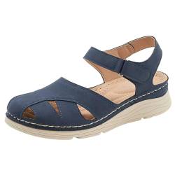 Plateau sandalen damen sommer vorne geschlossen, Orthopädische schuhe damen sandalen Aushöhlen Atmungsaktive Frauen Sommerschuhe Casual Elegante Sandalen Lässige Trekkingsandalen(Size:EU 41,Color:Blue von Shorts Collection