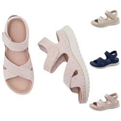 Sandalen damen sommer bequem mit klettverschluss, Sandalen damen sommer outdoor orthopädische sandalen stricken leichte Leicht Atmungsaktiv Mesh Weiche Sohle Sandalen(Size:EU 40,Color:Pink) von Shorts Collection