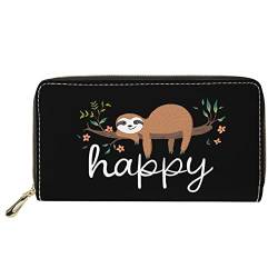 Showudesigns Langes Portemonnaie mit Tiermotiv, Kreditkartenetui für Teenager-Mädchen, Happy Sloth, Einheitsgröße, Casual von Showudesigns