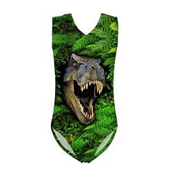 Showudesigns One Piece Badeanzug Mädchen Gymnastik Einteiler Badeanzug für Sommer Hawaii Strand 5-14 Jahre Gr. 5-6 Jahre, Grün, Dinosaurier von Showudesigns