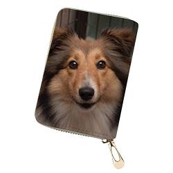 Showudesigns Tierleder Kartenetui Damen Mädchen Kreditkartenetui Slim Wallet, hund, Einheitsgröße, Minimalistisch von Showudesigns