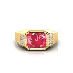 Shree Jewelrs Original zertifizierter natürlicher Rubin (Manik) Ring - 11.00 Karat / 12.38 Ratti zertifizierter handgefertigter Fingerring burmesischer Rubin Ring PANCHDHATU Ring für Damen und Herren von Shree Jams