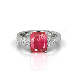 Shree Jewelrs Original zertifizierter natürlicher Rubin (Manik) Ring - 4,00 Karat/4,50 Ratti zertifizierter handgefertigter Fingerring burmesischer Rubin Ring PANCHDHATU Ring für Damen und Herren weiß von Shree Jams