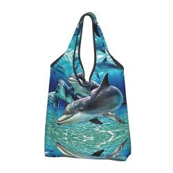 Dolphinsprint leichte faltbare wiederverwendbare Reise-Einkaufstasche, Schwarz , Einheitsgröße von Shunieg