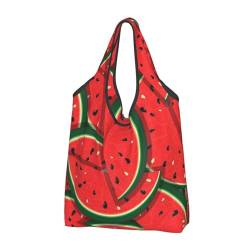 Einkaufstasche, Wassermelonendruck, leicht, faltbar, wiederverwendbar, Rot, Schwarz , Einheitsgröße von Shunieg