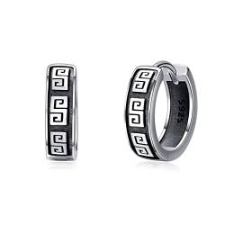 Schwarz Creolen 925 Sterling Silber Kleine Creolen Unisex Schlafen Kreolen Ohrringe Klapp Creolen Ohrringe Ohrschmuck Geschenk für Herren Damen von Shusukue