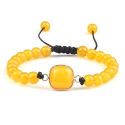 SiVaji Armband Armreif Schmuck Herren Frauen Bracelets Bracelet Jewellery Handgefertigtes Natürliches Malachit-Armband Verstellbares Strang-Armband Yoga-Gebet Frauen Männer Gelb1 von SiVaji