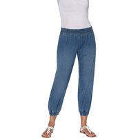 Sieh an! Damen 7/8-Jeans mit Smokpartie an Bund und Beinabschluss, blue-bleached von Sieh an!