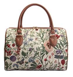 Signare Tapisserie Reisetasche Damen, Sporttasche Damen, Weekender Damen, Reisetasche groß mit Garten Designs (Morgengarten) von Signare