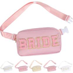 Silongder Bauchtasche für Junggesellinnenabschiede, wasserdichte Umhängetasche, Geschenk für Brautparty, Hochzeitsgeschenk, Gürteltasche für die Braut, mit verstellbarem Riemen, Pink, Braut von Silongder