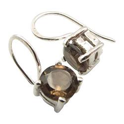 SilverStarJewel Brauner Rauchquarz tcw 1,8 Ohrringe 1,5 cm 925 Sterling Silber Kunstschmuck von SilverStarJewel