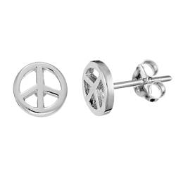 Silverly Frauen .925 Sterling Silber 7,6 mm Kleine Friedenszeichen Ohrstecker Ohrringe von Silverly