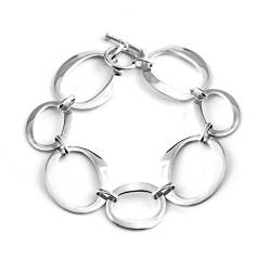 Silverly Frauen .925 Sterling Silber Offene Oval Circles Link-Armband 19 cm von Silverly