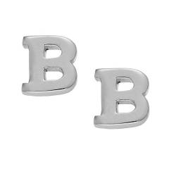 Silverly Frauen .925 Sterling Silber Runden Buchstabe Initiale B Ohrstecker Ohrringe, 16 + 2 cm Extender von Silverly