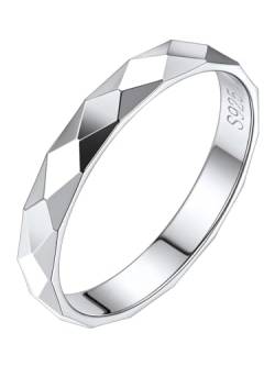 Silvora 925 Silber Glänzender Ring 3mm breit für Damen Herren Stapelbar Memoire Hochzeitsring Facetten Design Verlobungsringe Freundschaftsringe Partnerringe in Silber Ringgröße 67.2(21.25) von Silvora