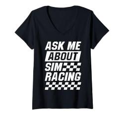 Damen Rennsimulation - Racer Rennspiel Sim Racing T-Shirt mit V-Ausschnitt von Sim Racing Geschenke & Ideen