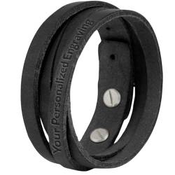 Simaru Hochwertiges Lederarmband aus Premium Leder Made in Germany mit Gravur, personalisiertes Geschenk für Männer und Frauen (Schwarz) von Simaru