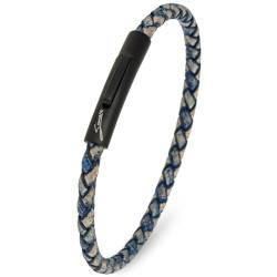 Simaru Lederarmband, 4mm geflochten für Frauen & Männer, Echtleder-Armband mit Edelstahl Hakenverschluss, Premium-Qualität Made in Germany ((22cm Lenght - XL), Blau) von Simaru