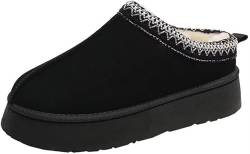 Damen Fuzzy Plattform Hausschuhe Kunstpelz Plüsch Gefüttert Hausschuhe Flauschige Kurze Stiefelette Winter Hausschuhe Innen Und Außen von SincereWay