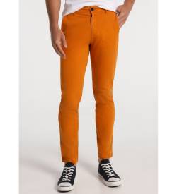 Six Valves für Herren. 500021026 Orange Satin Slim Fit Chino-Hose (33), Lässig, Baumwolle, Klassisch von Six Valves