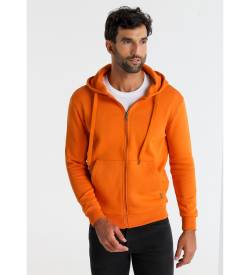 Six Valves für Herren. 560251134 Basic Sweatshirt mit Kapuze und Reißverschluss naranjara (S), Lässig, Orange, Baumwolle, Langarm von Six Valves