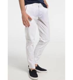 Six Valves für Herren. 5867238 Weiße Satin Chino-Hose (38), Lässig, Baumwolle von Six Valves