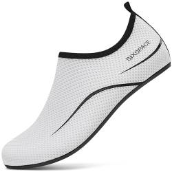 Sixspace Badeschuhe Damen Herren Wasserschuhe Schwimmschuhe Männer Frauen Strandschuhe Aquaschuhe Barfußschuhe(Weiß 35 EU) von Sixspace