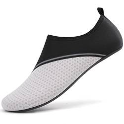 Sixspace Badeschuhe Damen Herren Wasserschuhe Schwimmschuhe Männer Frauen Strandschuhe Aquaschuhe Barfußschuhe für Strand,Pool,Meer,Wassersport,Tauchen,Surfen,Aqua Cycling(Schwarz/Grau,39 EU) von Sixspace