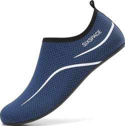 Sixspace Herren Damen Badeschuhe Wasserschuhe Aquaschuhe Strandschuhe Schnell Trocknend Slip on Breathable Schwimmschuhe Surfschuhe für Beach Pool Surfen Yoga Dunkelblau(Lieferantengröße 39 EU) von Sixspace