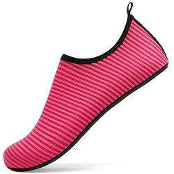 Sixspace Herren Damen Badeschuhe Wasserschuhe Aquaschuhe Strandschuhe Schnell Trocknend Slip on Breathable Schwimmschuhe Surfschuhe für Beach Pool Surfen Yoga Rose rot(Lieferantengröße 41 EU) von Sixspace