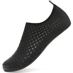 Sixspace Herren Damen Badeschuhe Wasserschuhe Aquaschuhe Strandschuhe Schnell Trocknend Slip on Breathable Schwimmschuhe Surfschuhe für Beach Pool Surfen Yoga Schwarz(Lieferantengröße 44 EU) von Sixspace