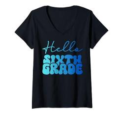 Damen Hallo 6. Klasse für Schüler und Lehrer der Sechstklässler T-Shirt mit V-Ausschnitt von Sixth Grade Shopp