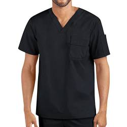 Männliche Kasack Pflege Arbeitsuniform Bluse T-Shirt Schlupfkasack mit Taschen, Einfarbig Kurzarm V-Ausschnitt Schlupfhemd Berufskleidung Krankenpfleger Uniformen Krankenschwester Schlupfhemd #0512 von Sizoer