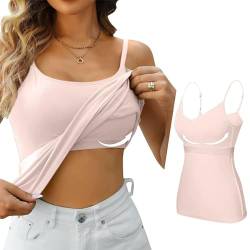 the deal damen unterhemd bh hemd basic u ausschnitt eingebauter bh bügelloser gepolstert verstellbare spaghettiträger tank tops mit integriertem bh ohne bügel einfarbig bequeme hemd fitting yoga bh von Skang