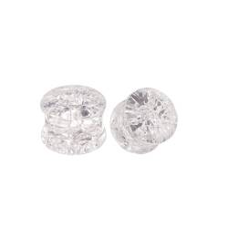 2Pcs Ohr Tunnel 14mm Glas, Ohrringe Tunnel Weiß Glas Mit Muster Piercing Set von Skcess