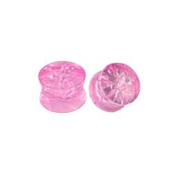 2Pcs Tunnel 14mm Set Glas, Piercing Set Rosa Glas Mit Muster Piercing Set von Skcess