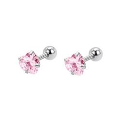 Ohrstecker Edelstahl, Ohrstecker Rosa (Herz) 3mm Herzform Ohrringe Damen 3 mm von Skcess