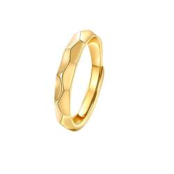 Skcess 18 Karat Gelbgold Partner Ringe Kein Edelstein Runden, Damenring Einfache Runde mit Verstellbarem Ring Damen Größe 66 (21.0) von Skcess