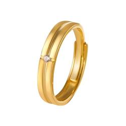 Skcess 18 Karat Gelbgold Ring Damen Weiß Diamant Runden, Verlobungsring Rund mit Diamant Ring Damen Größe 54 (17.2) von Skcess