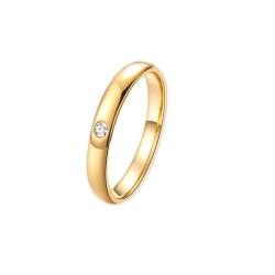 Skcess 18 Karat Gelbgold Verlobungsring Damen Weiß Diamant Runden, Verlobungsring Damen Rund mit Solitärdiamant Ring Damen Größe 50 (15.9) von Skcess