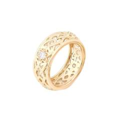 Skcess Goldring Damen 585 Echtgold 14K Damen Ring Weiß Moissanit Runden, Promise Ring Vintage Hollow mit Moissanit Ring Damen Größe 57 (18.1) von Skcess