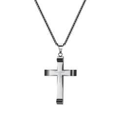 Skcess Ketten Herren Schmuck Schwarz, Edelstahl Halsketten für Herren Poliertes Jesus-Kreuz Halskette Anhänger Männer Schmuck Geschenke Kettenlänge 55 CM von Skcess