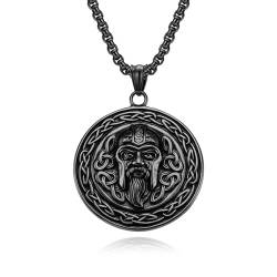 Skcess Necklace Men Schwarz, Edelstahl Männer Ketten Wikingerpirat Halskette Anhänger Herren Schmuck Geschenke Kettenlänge 600 MM von Skcess