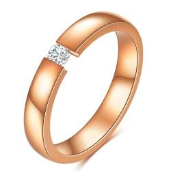 Skcess Ringe Frauen Roségold, Eheringe Edelstahl Poliert mit Zirkonia Ring 49 (15.6) von Skcess