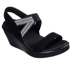 Skechers Damen Rumble ON Chart Topper Slingback Sandalen, Black Mitobuck/Metal/Clear Rhinestone, 41 EU von Skechers