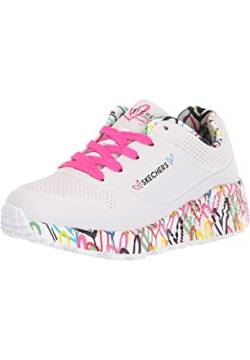 Skechers Mädchen Uno Lite Lovely Luv Sneaker, White Synthetic H. Pink Trim, 33 EU von Skechers