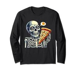 Lustiges Skelett Pizza Ananas Halloween Jungen Mädchen Kinder Langarmshirt von Skeleton Pizza Halloween2024