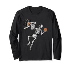 Skelett Basketballspieler Lustiges Halloween Langarmshirt von Skelett Basketball Halloween Für Männer