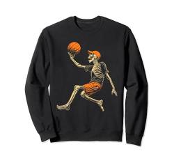 Skelett Basketballspieler Lustiges Halloween Sweatshirt von Skelett Basketball Halloween Für Männer